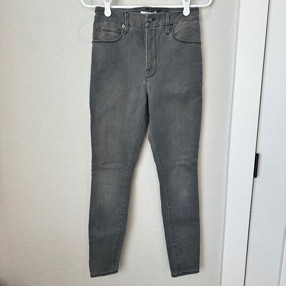 Good American Grey Good Waist High Rise Stretchy Skinny Jeans - Size 4 - EUC - Picture 1 of 6
